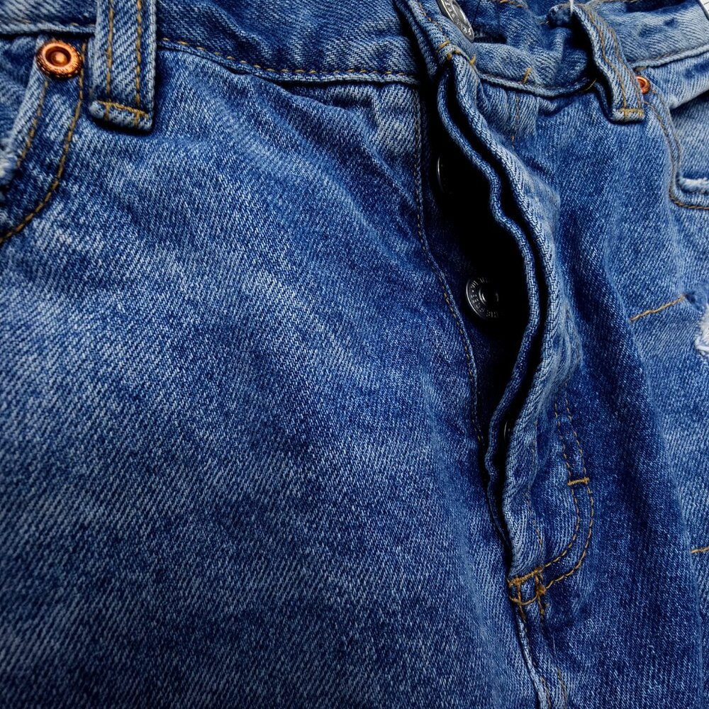 Free People High Rise Patchwork Jeans - Blue and Multicolor - Picture 10 of 14